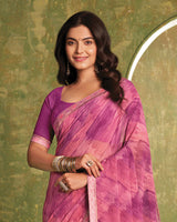 Vishal Prints Light Carmine Pink Printed Georgette Saree With Fancy Border