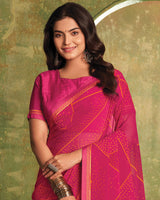 Vishal Prints Burnt Pink Printed Georgette Saree With Fancy Border