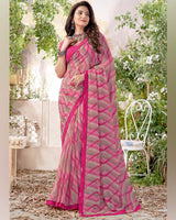 Vishal Prints Dark Pink Printed Georgette Saree With Fancy Border