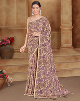 Vishal Prints Pastel Brown Printed Criva Crepe Saree With Tassel