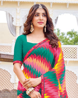 Vishal Prints Multicolor Printed Patterned Georgette Saree With Fancy Border