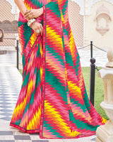 Vishal Prints Multicolor Printed Patterned Georgette Saree With Fancy Border