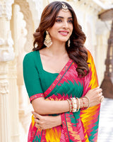 Vishal Prints Multicolor Printed Patterned Georgette Saree With Fancy Border