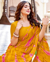 Vishal Prints Burnt Dark Orange Printed Patterned Georgette Saree With Fancy Border