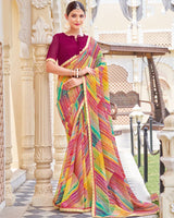 Vishal Prints Multicolor Printed Patterned Georgette Saree With Fancy Border