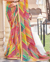 Vishal Prints Multicolor Printed Patterned Georgette Saree With Fancy Border