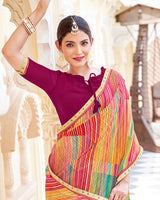 Vishal Prints Multicolor Printed Patterned Georgette Saree With Fancy Border