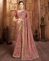 Vishal Prints Pastel Brown Printed Cotton Crepe Saree With Fancy Border