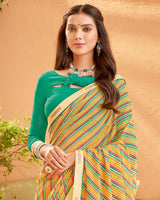 Vishal Prints Sand Brown Printed Georgette Saree With Fancy Border