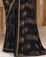 Vishal Prints Black Printed Georgette Saree With Border