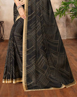 Vishal Prints Black Printed Chiffon Saree With Border