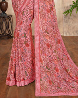 Vishal Prints Dusty Pink Printed Georgette Saree With Border