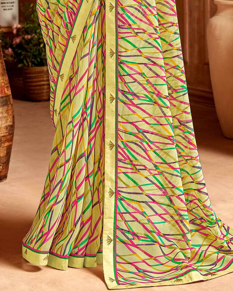 Vishal Prints Deco Green Printed Georgette Saree With Fancy Border