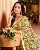 Vishal Prints Deco Green Printed Georgette Saree With Fancy Border