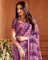 Vishal Prints Finn Purple Printed Georgette Saree With Fancy Border