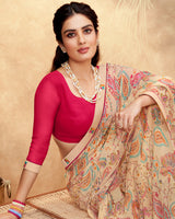 Vishal Prints Pastel Brown Printed Georgette Saree With Fancy Border