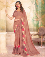 Vishal Prints Reddish Orange Printed Georgette Saree With Fancy Border