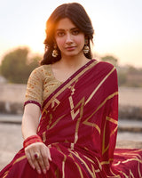 Vishal Prints Maroon Printed Georgette Saree With Fancy Border