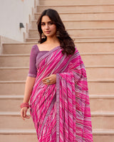 Vishal Prints Magenta Pink Printed Georgette Saree With Fancy Border