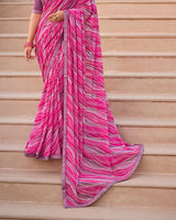 Vishal Prints Magenta Pink Printed Georgette Saree With Fancy Border