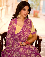 Vishal Prints Light Plum Printed Georgette Saree With Fancy Border