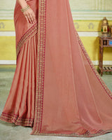 Vishal Prints Antique Brass Designer Fancy Chiffon Saree With Diamond Work And Embroidery Border