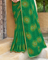 Vishal Prints Spring Green Printed Chiffon Traditional Print Saree With Fancy Border