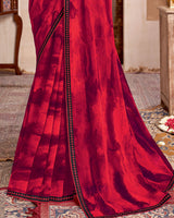Vishal Prints Lava Red Printed Georgette Saree With Fancy Border