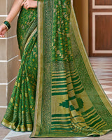 Vishal Prints Green Printed Brasso Saree With Border