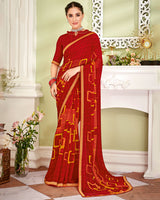 Vishal Prints Maroon Printed Georgette Saree With Fancy Border