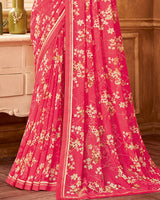 Vishal Prints Mandy Pink Printed Georgette Saree With Fancy Border