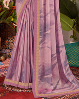 Vishal Prints Light Mauve Designer Fancy Chiffon Saree With Foil Print And Fancy Border