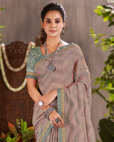 Vishal Prints Light Mauve Designer Fancy Chiffon Saree With Foil Print And Fancy Border