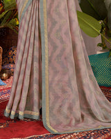 Vishal Prints Light Mauve Designer Fancy Chiffon Saree With Foil Print And Fancy Border