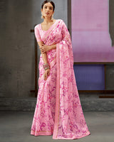 Vishal Prints Light Pink Printed Fancy Chiffon Saree With Border