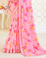 Vishal Prints Mustard Patterned Georgette Printed Saree With Fancy Border