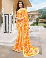 Vishal Prints Light Yellow Printed Georgette Saree With Border