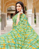 Vishal Prints Light Teal Green Printed Georgette Saree With Border