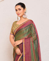 Vishal Prints Multicolor Printed Fancy Chiffon Saree With Fancy Border