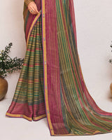 Vishal Prints Multicolor Printed Fancy Chiffon Saree With Fancy Border