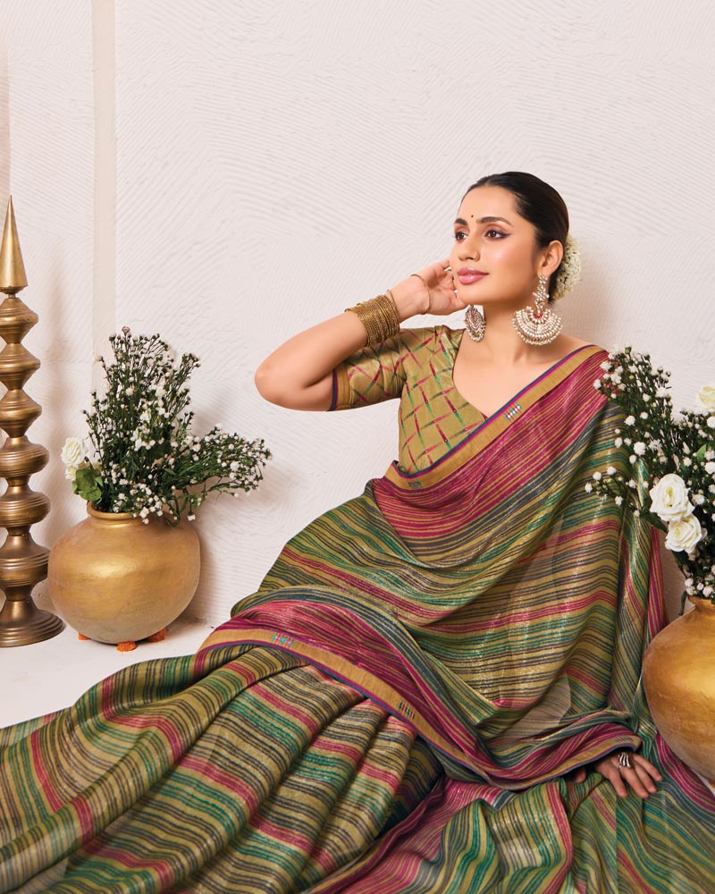 Vishal Prints Multicolor Printed Fancy Chiffon Saree With Fancy Border