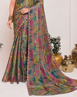 Vishal Prints Multicolor Printed Fancy Chiffon Saree With Fancy Border