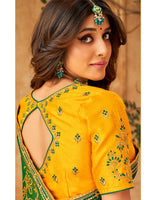 Vishal Prints Dark Green Bandhani Print Georgette Saree With Embroidery Work And Border