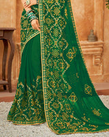 Vishal Prints Green Bandhani Print Georgette Saree With Embroidery Work And Border