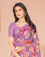 Vishal Prints Dusty Lavender Digital Print Criva Georgette Saree With Fancy Border