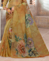 Vishal Prints Dusty Sand Brown Designer Crushed Tissue Digital Print Saree