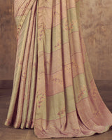 Vishal Prints Light Mauve Printed Fancy Chiffon Saree With Core Piping