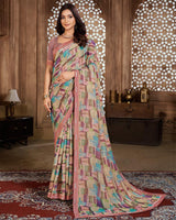 Vishal Prints Multi Color Digital Print Chiffon Brasso Saree With Fancy Border