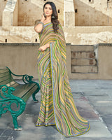Vishal Prints Light Brown Printed Georgette Saree With Border