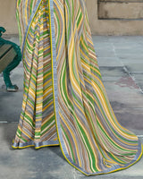 Vishal Prints Light Brown Printed Georgette Saree With Border